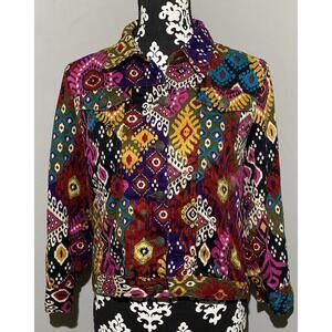 Ruby Rd Heavyweight Canvas Button Front Jacket Waistband Multi-Color | Sz 6P
